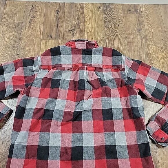 Eddie Bauer Flannel Shirt Mens Tall XL Red Black Gray Classic Button Down Plaid - Picture 7 of 7